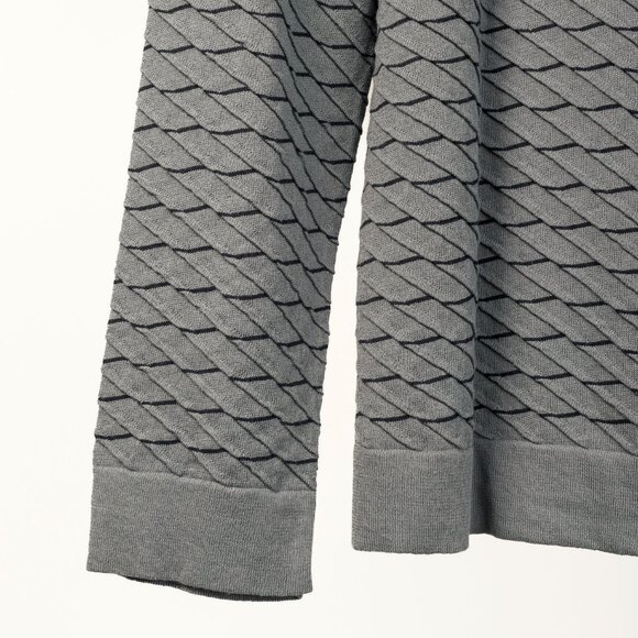 Armani Collezioni Grey Geometric Textured-Knit Zip Jacket - Picture 6 of 10